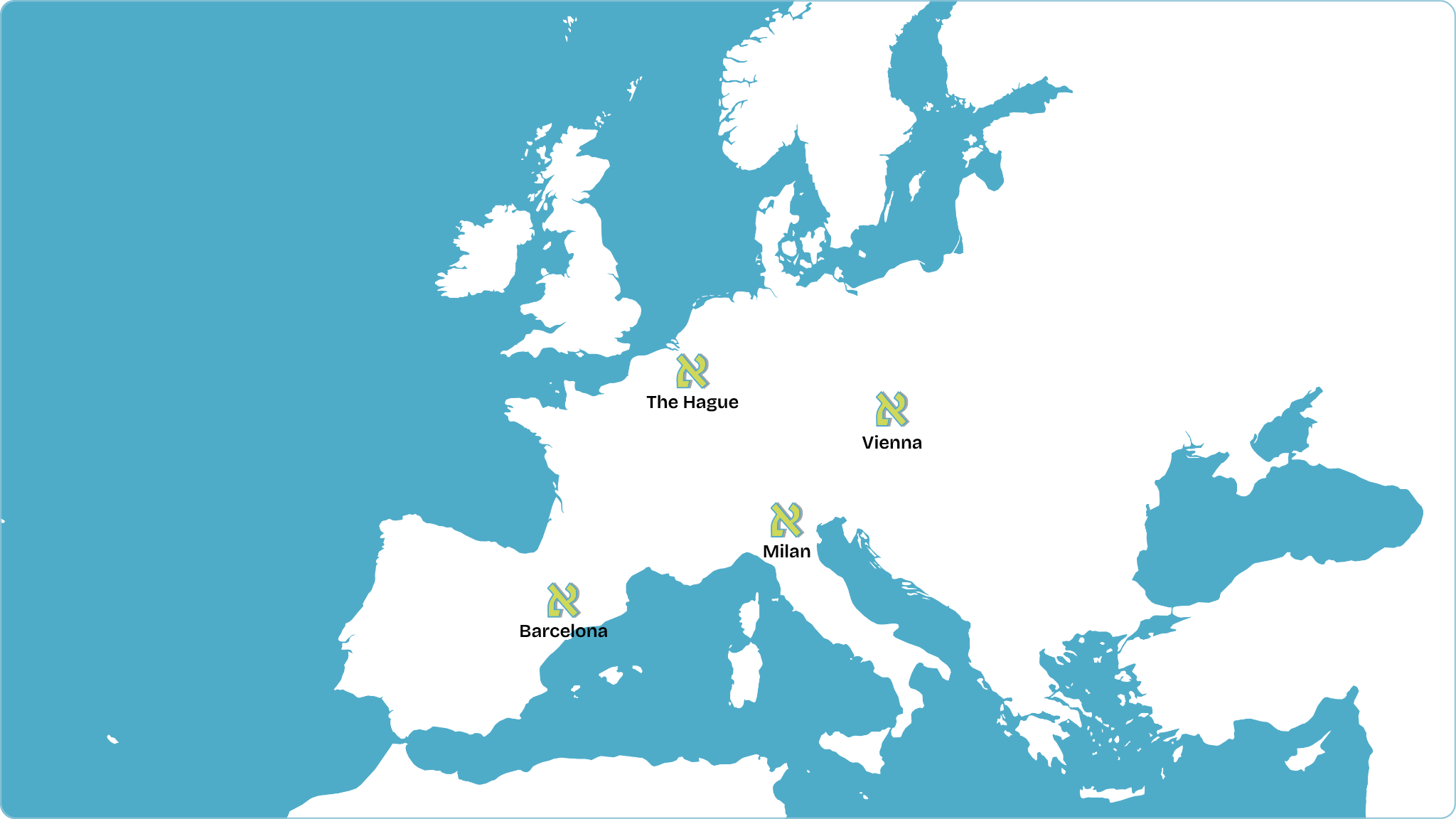 Map of Beit Ha'am communities across Europe