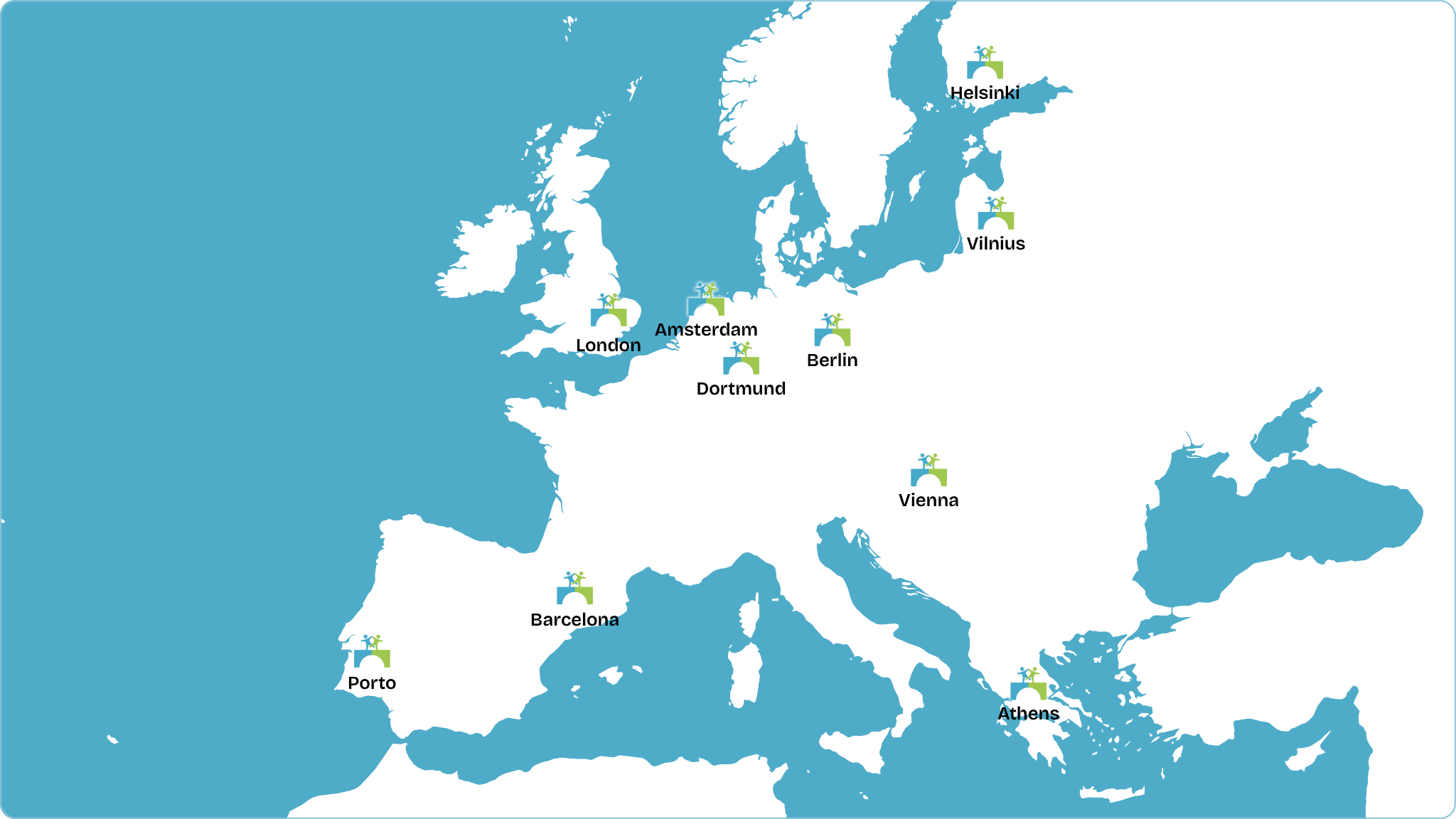 Map of communities where the bridging model is running